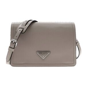100% Authentic PRADA Small Crossbody Bag / Clutch/ Shoulder Bag Gray Leather